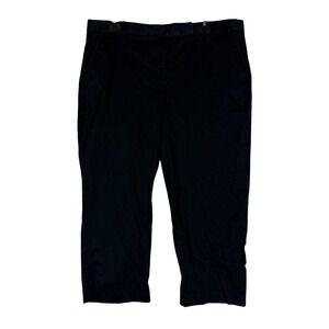 Van Heusen Studio Pants Womens 16 Black Capri Twill Straight Leg Stretch Casual